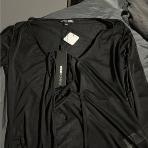 black mesh open front top